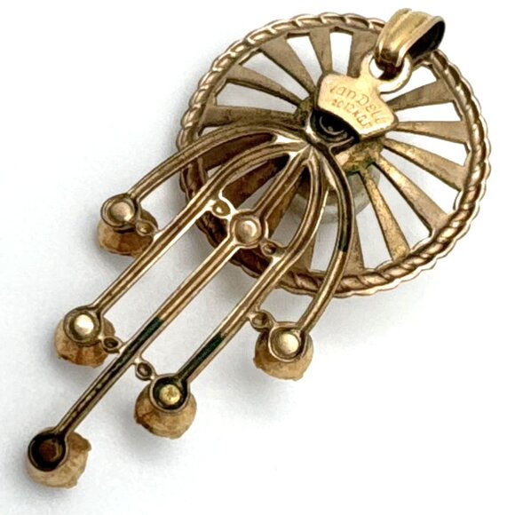 Van Dell Vintage 12K Gold-Filled Pendant Rhinestone Accents & Radiant Design - Picture 5 of 7